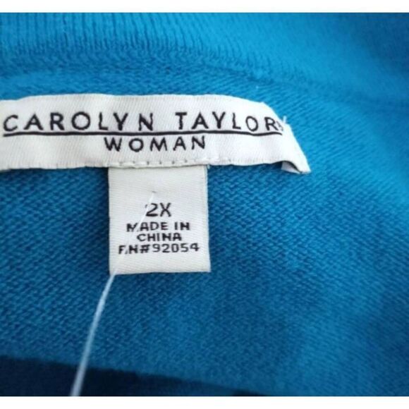 CAROLYN TAYLOR TURQUOISE VNECK JEWELD SWEATER SZ.2X EUC. - Picture 5 of 7